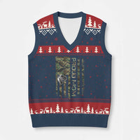 Personalized Proud Army Mom V-Neck Knit Sweater Vest Custom Name Dog Tag Camo American Flag Gift