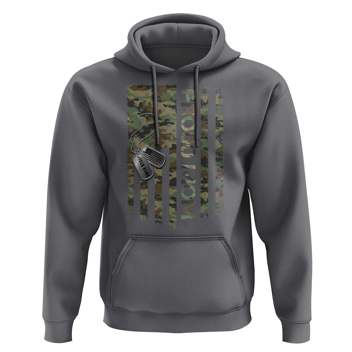 Personalized Proud Army Mom Hoodie Custom Name Dog Tag Camo American Flag Gift