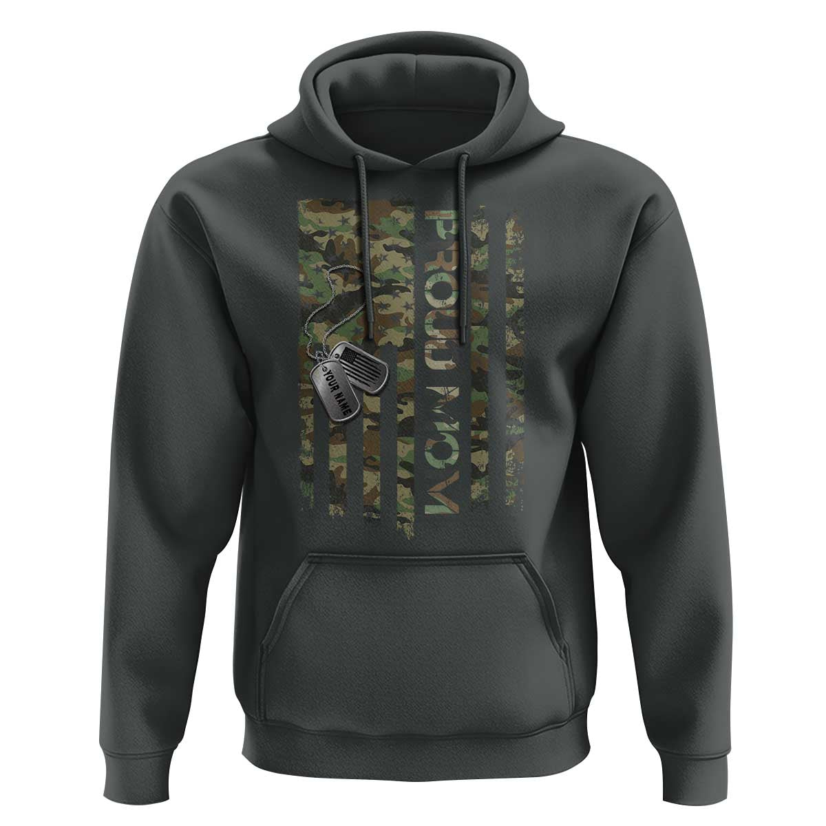 Personalized Proud Army Mom Hoodie Custom Name Dog Tag Camo American Flag Gift