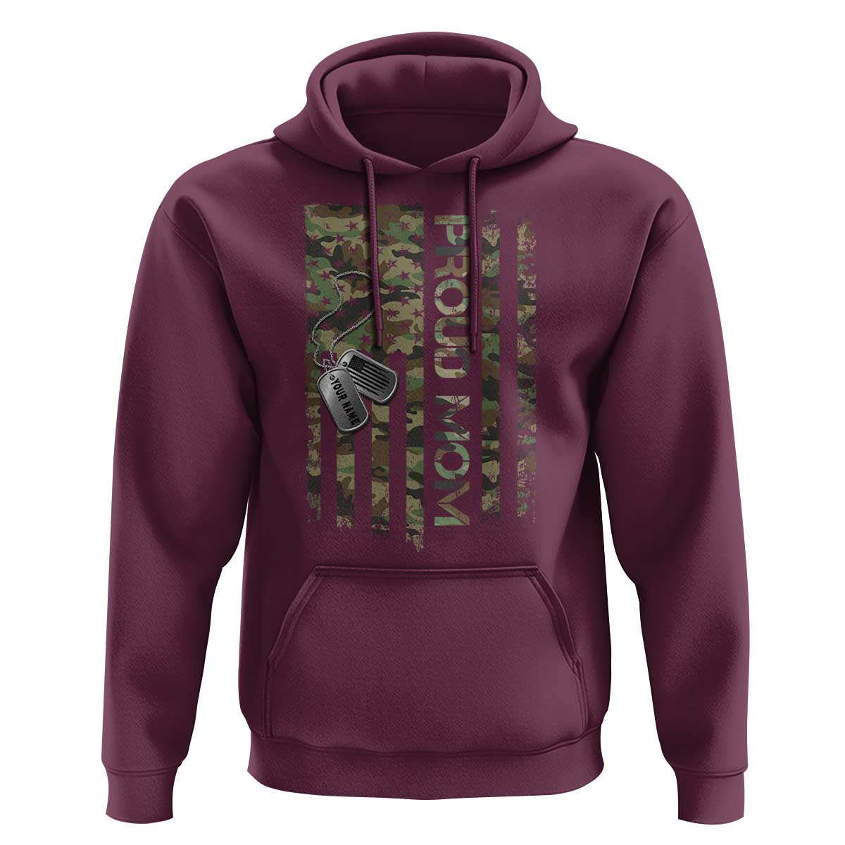Personalized Proud Army Mom Hoodie Custom Name Dog Tag Camo American Flag Gift