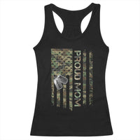 Personalized Proud Army Mom Racerback Tank Top Custom Name Dog Tag Camo American Flag Gift