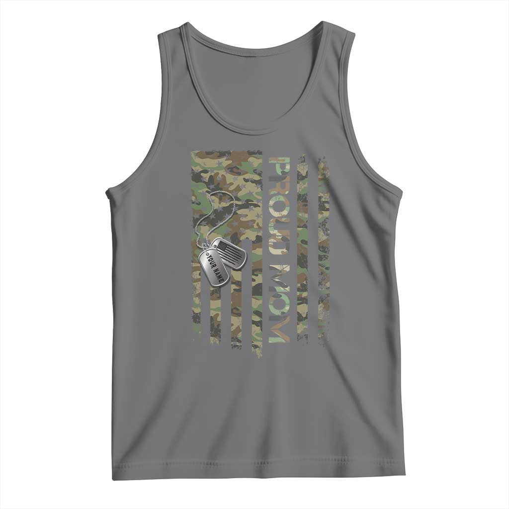 Personalized Proud Army Mom Tank Top Custom Name Dog Tag Camo American Flag Gift