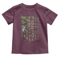 Personalized Proud Army Mom Toddler T Shirt Custom Name Dog Tag Camo American Flag Gift