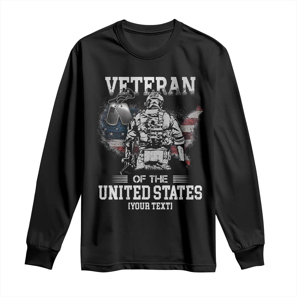 Personalized Veteran Flag Long Sleeve Shirt Custom Name U.S. Army