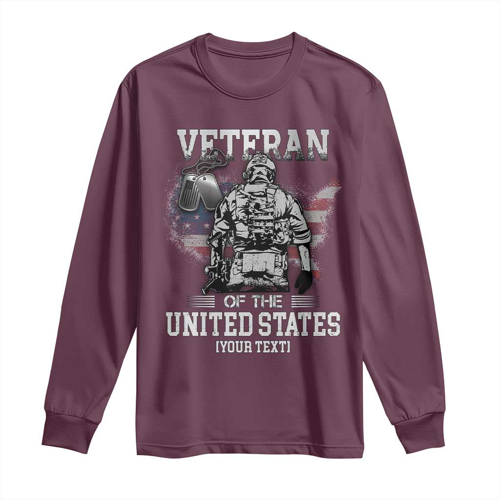 Personalized Veteran Flag Long Sleeve Shirt Custom Name U.S. Army