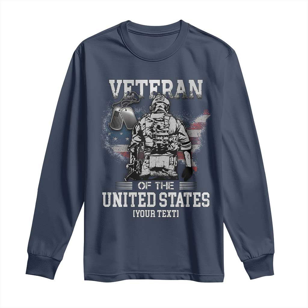 Personalized Veteran Flag Long Sleeve Shirt Custom Name U.S. Army