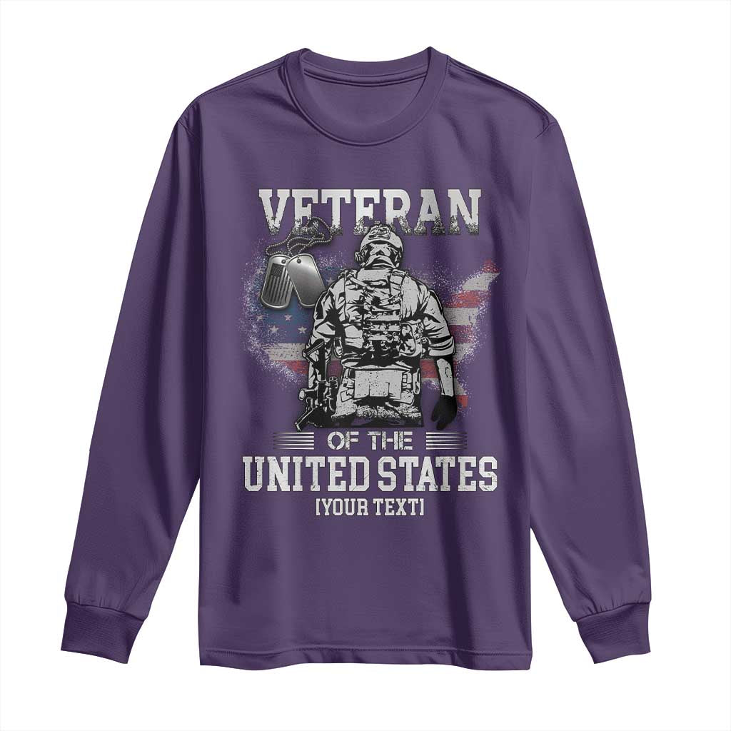 Personalized Veteran Flag Long Sleeve Shirt Custom Name U.S. Army