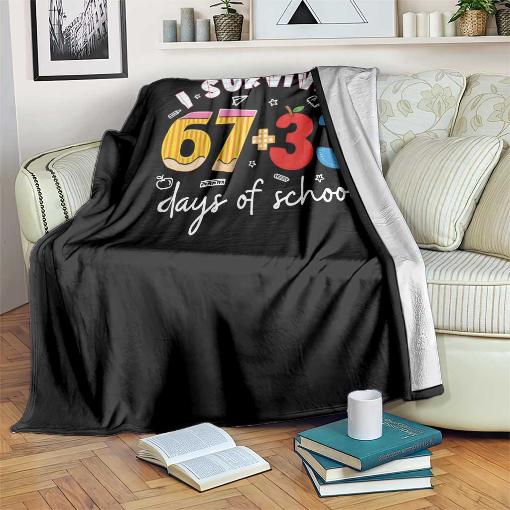 I Survived 67 33 Days Of School Throw Blanket Funny Six Seven Meme Boys Kids 100th Day