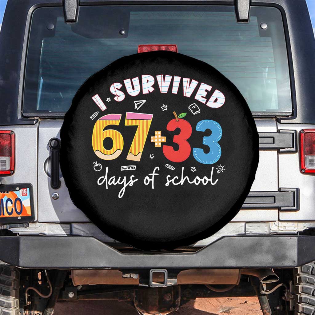 I Survived 67 33 Days Of School Spare Tire Cover Funny Six Seven Meme Boys Kids 100th Day