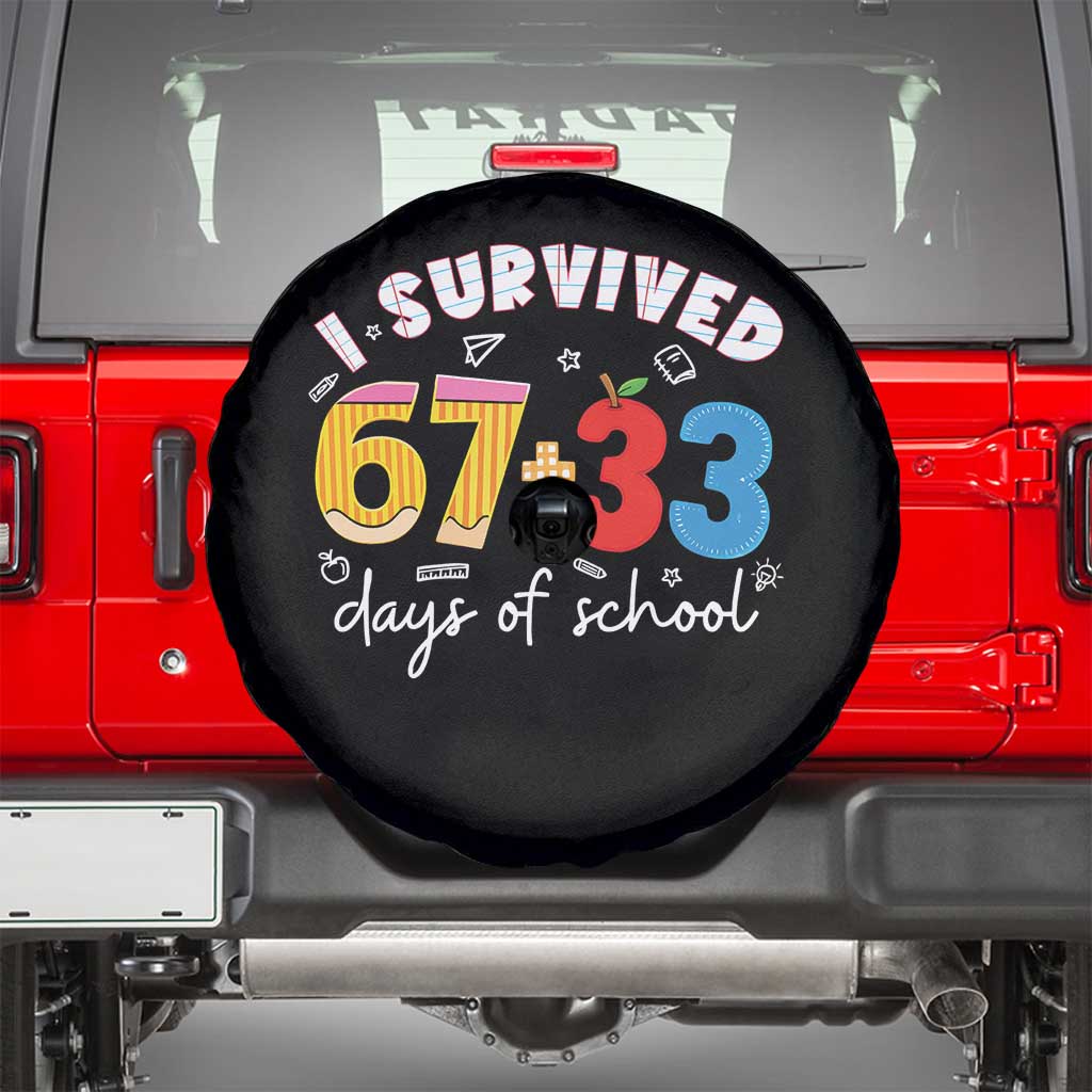 I Survived 67 33 Days Of School Spare Tire Cover Funny Six Seven Meme Boys Kids 100th Day