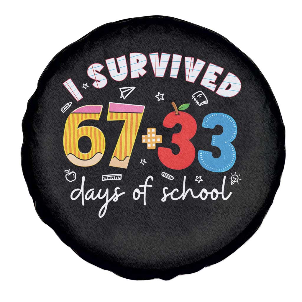 I Survived 67 33 Days Of School Spare Tire Cover Funny Six Seven Meme Boys Kids 100th Day