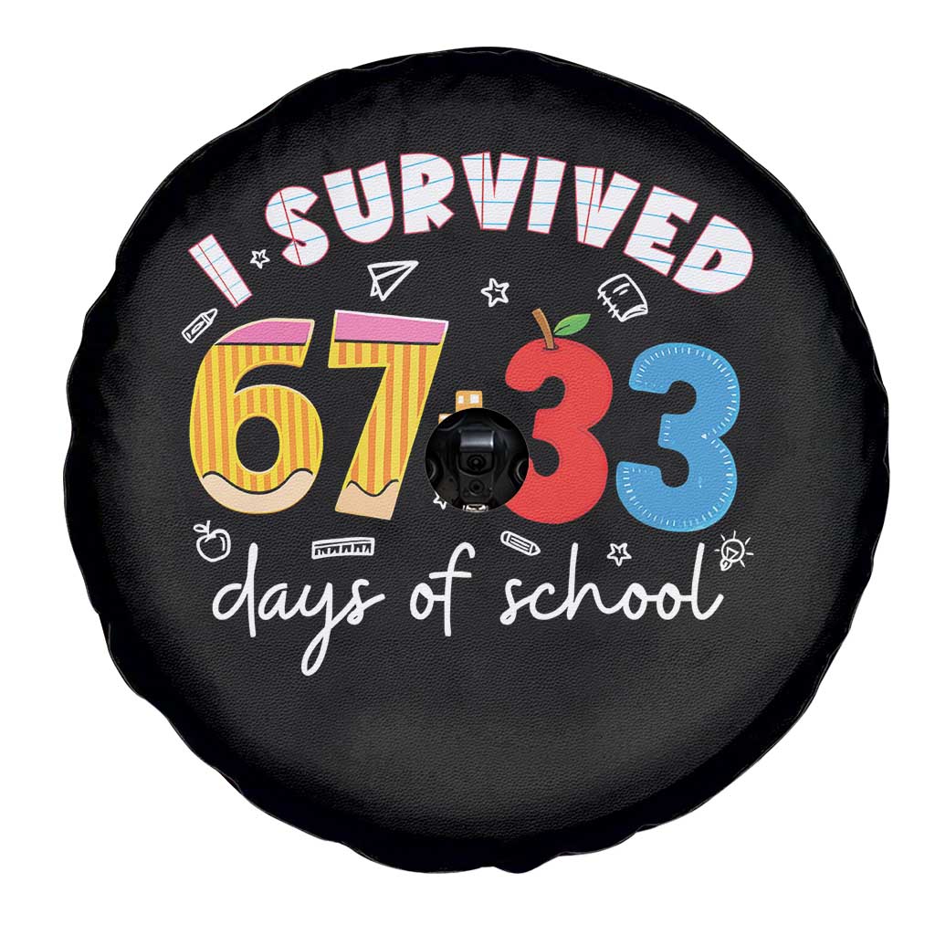 I Survived 67 33 Days Of School Spare Tire Cover Funny Six Seven Meme Boys Kids 100th Day