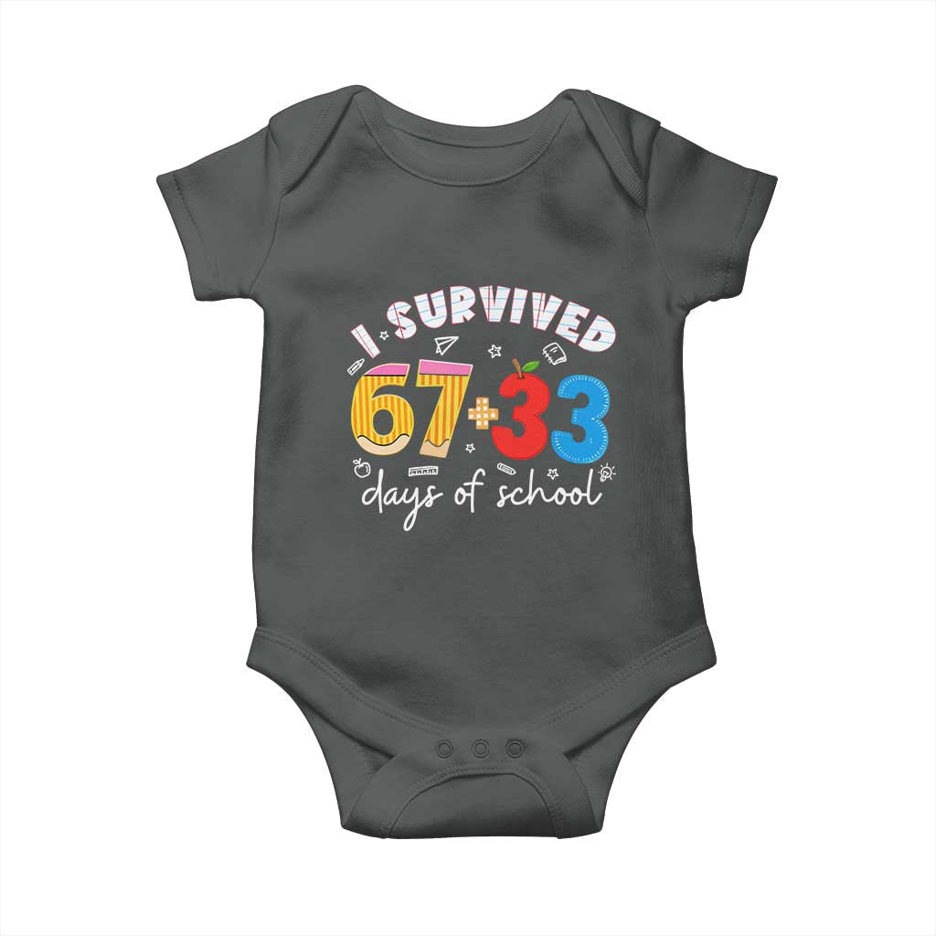 I Survived 67 33 Days Of School Baby Onesie Funny Six Seven Meme Boys Kids 100th Day