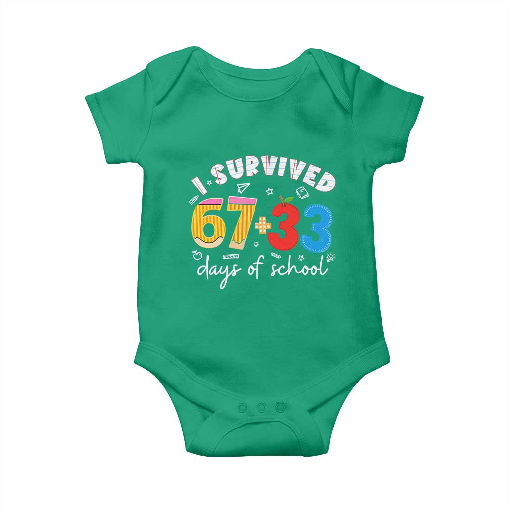 I Survived 67 33 Days Of School Baby Onesie Funny Six Seven Meme Boys Kids 100th Day