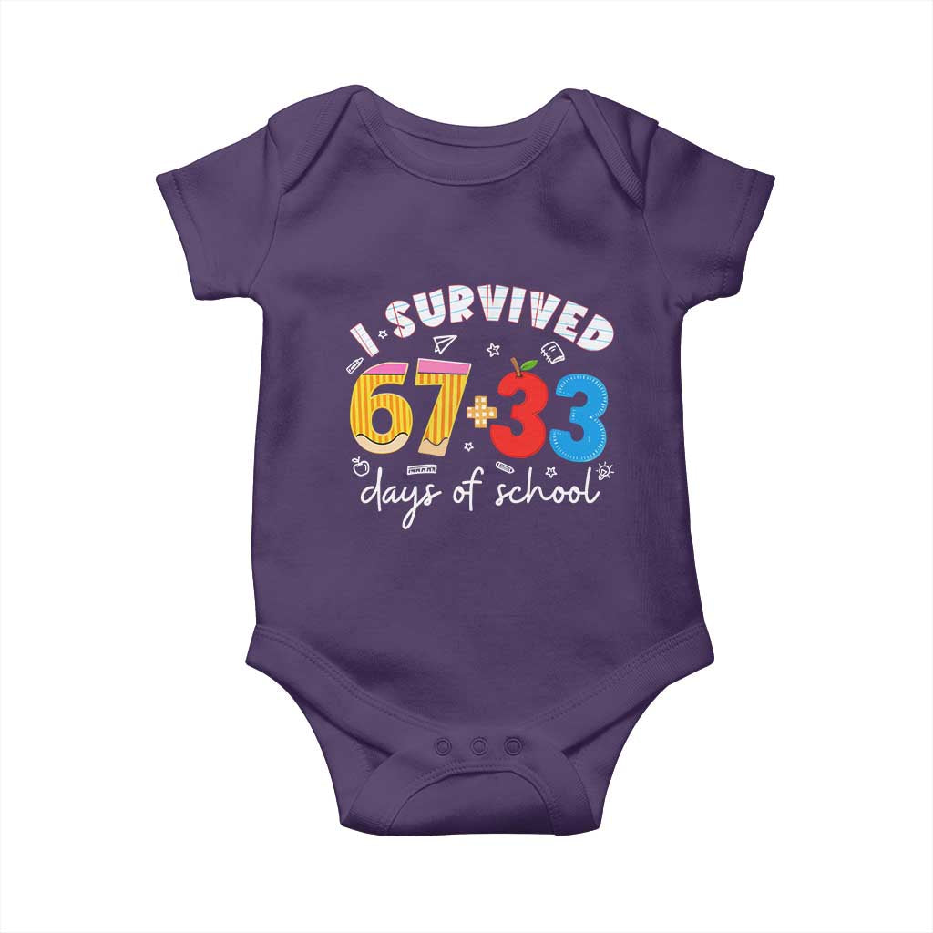 I Survived 67 33 Days Of School Baby Onesie Funny Six Seven Meme Boys Kids 100th Day
