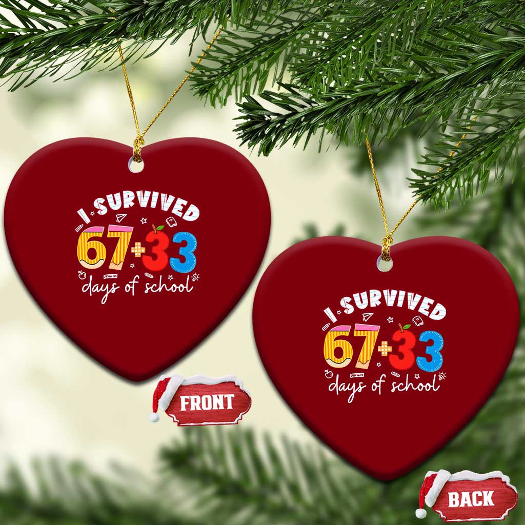 I Survived 67 33 Days Of School Ceramic Ornament Funny Six Seven Meme Boys Kids 100th Day
