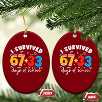 I Survived 67 33 Days Of School Ceramic Ornament Funny Six Seven Meme Boys Kids 100th Day