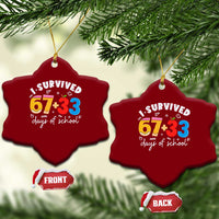 I Survived 67 33 Days Of School Ceramic Ornament Funny Six Seven Meme Boys Kids 100th Day