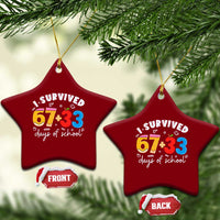 I Survived 67 33 Days Of School Ceramic Ornament Funny Six Seven Meme Boys Kids 100th Day