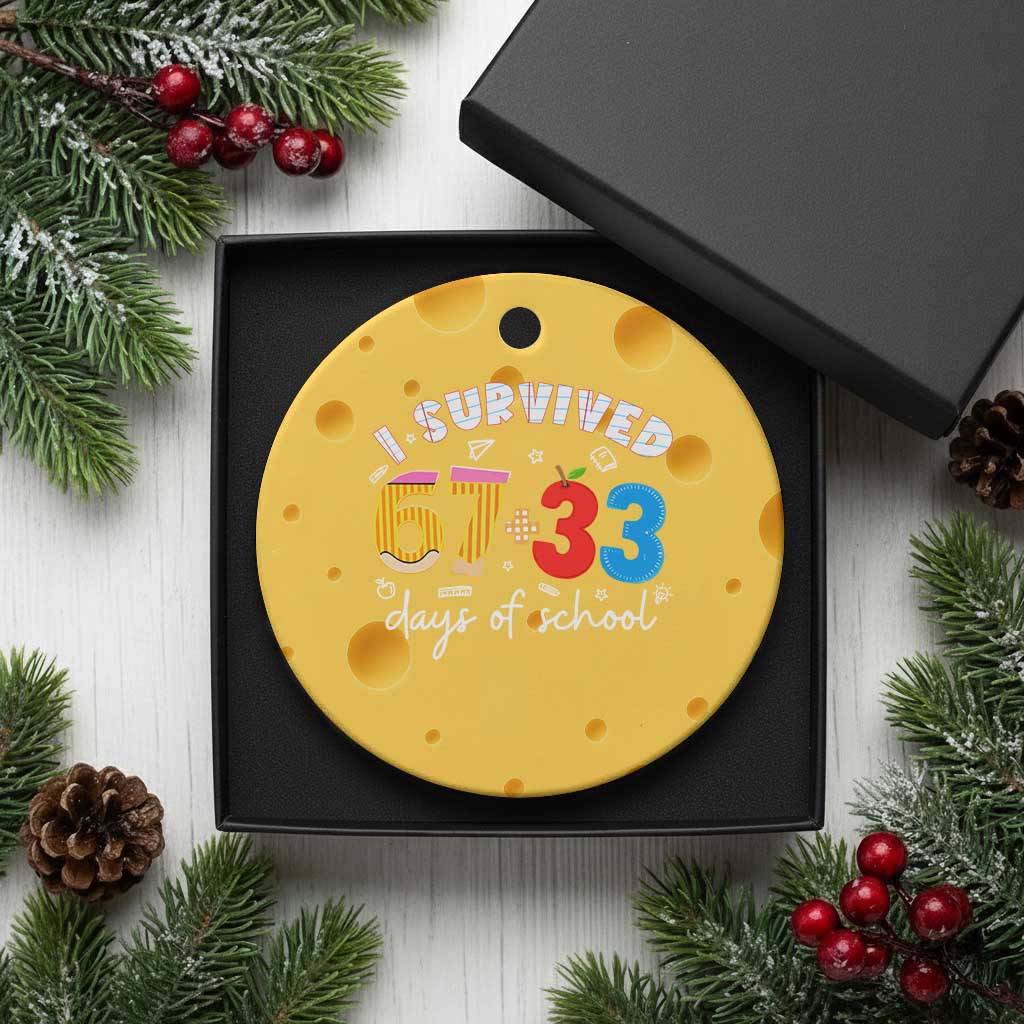I Survived 67 33 Days Of School Ceramic Ornament Funny Six Seven Meme Boys Kids 100th Day