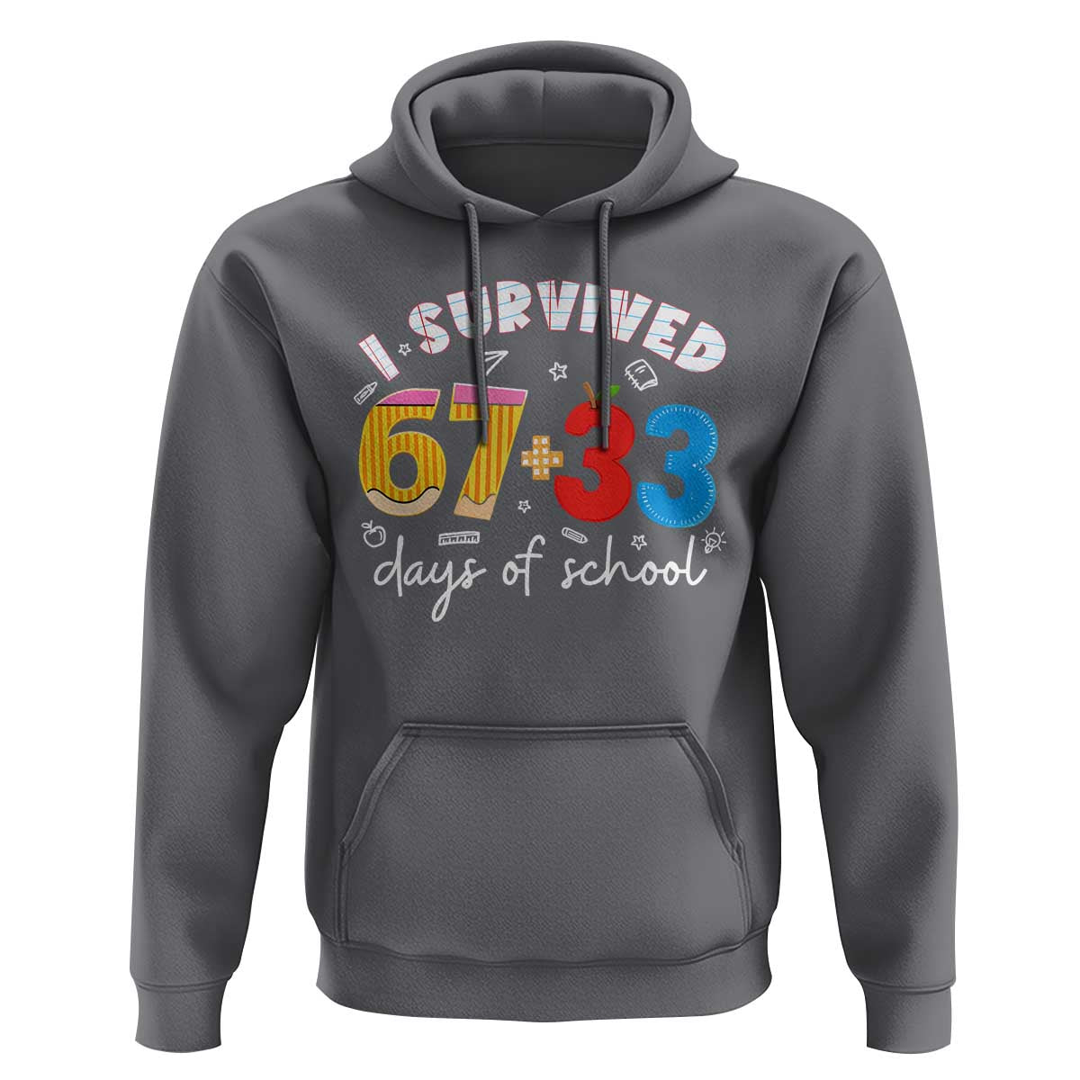 I Survived 67 33 Days Of School Hoodie Funny Six Seven Meme Boys Kids 100th Day