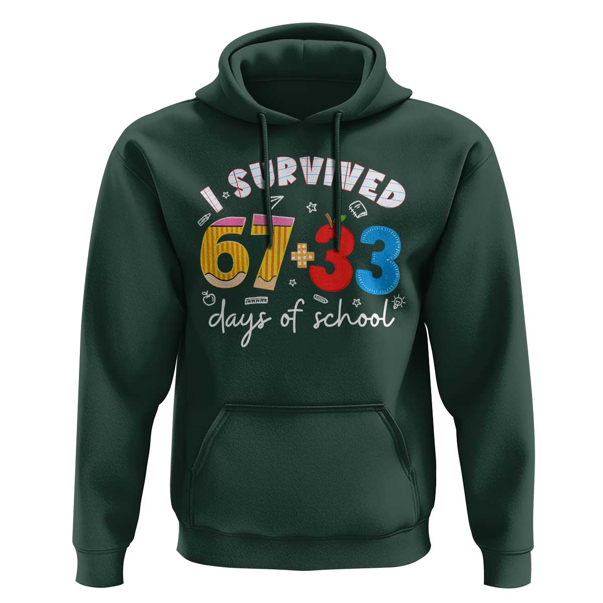 I Survived 67 33 Days Of School Hoodie Funny Six Seven Meme Boys Kids 100th Day
