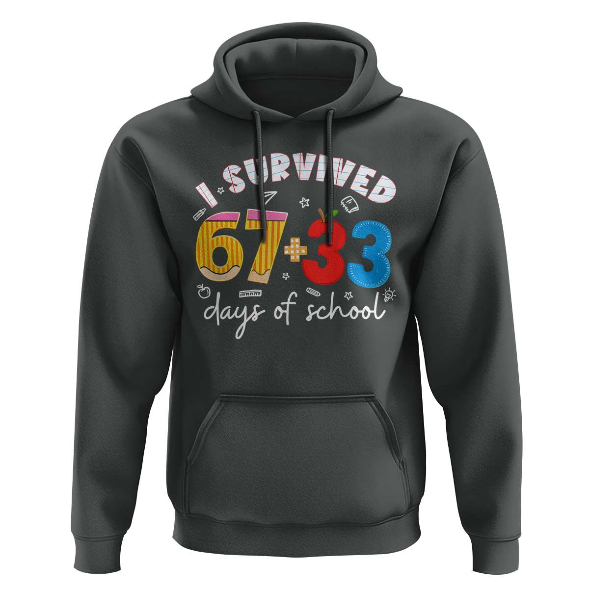 I Survived 67 33 Days Of School Hoodie Funny Six Seven Meme Boys Kids 100th Day