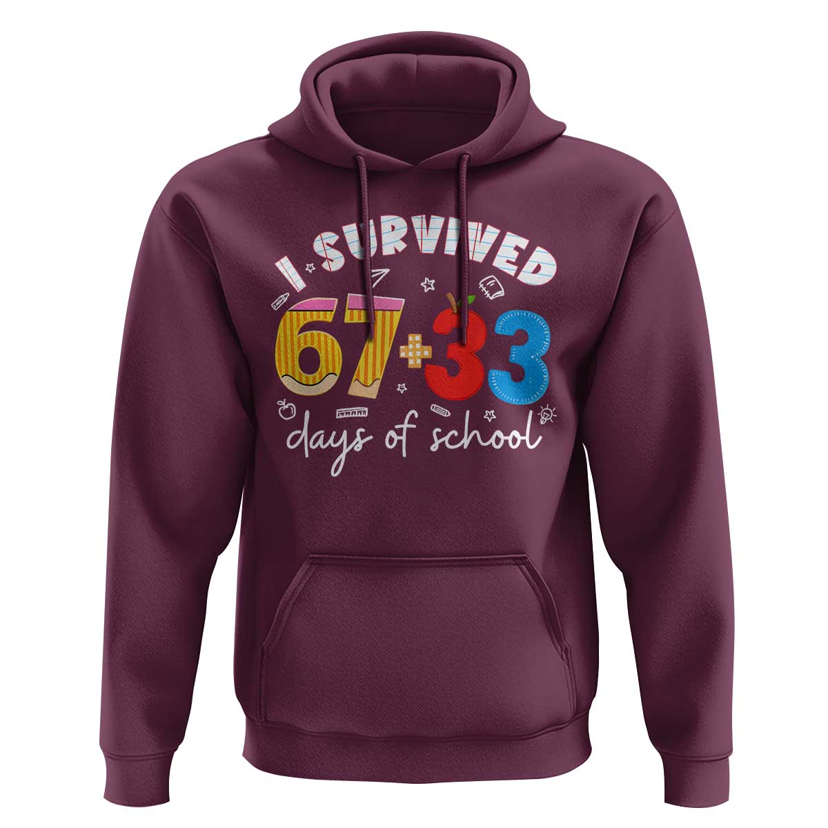 I Survived 67 33 Days Of School Hoodie Funny Six Seven Meme Boys Kids 100th Day