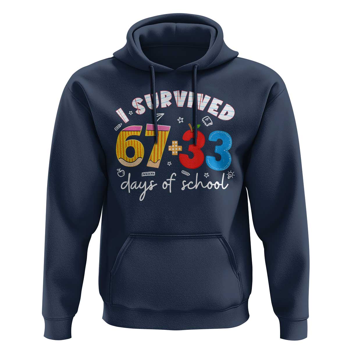 I Survived 67 33 Days Of School Hoodie Funny Six Seven Meme Boys Kids 100th Day