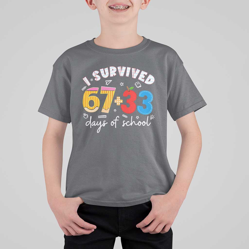 I Survived 67 33 Days Of School T Shirt For Kid Funny Six Seven Meme Boys Kids 100th Day