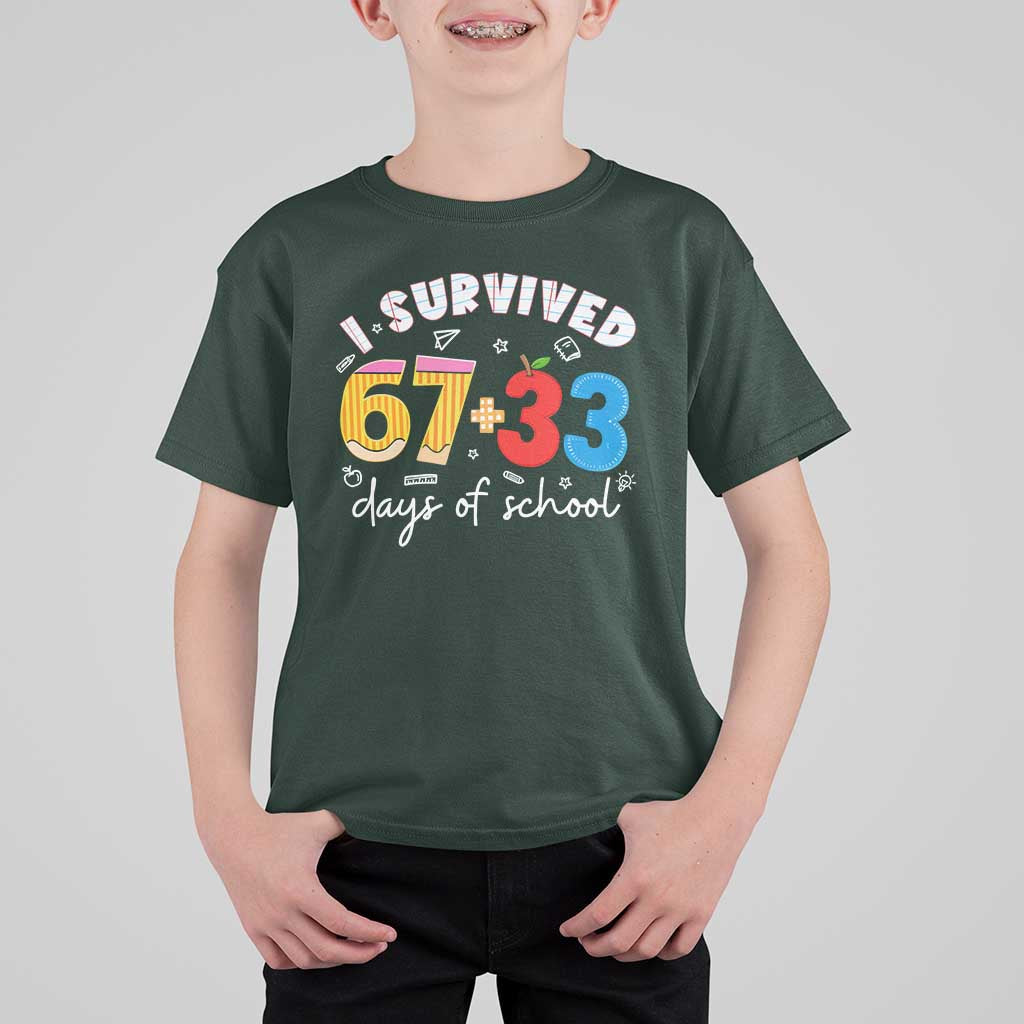 I Survived 67 33 Days Of School T Shirt For Kid Funny Six Seven Meme Boys Kids 100th Day
