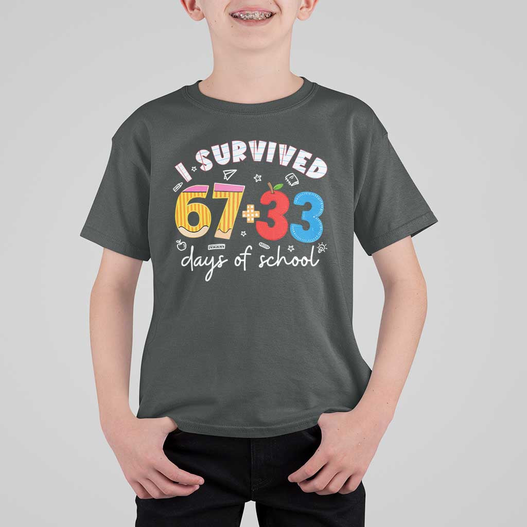 I Survived 67 33 Days Of School T Shirt For Kid Funny Six Seven Meme Boys Kids 100th Day
