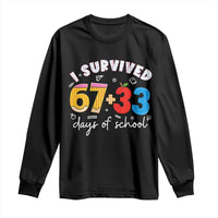 I Survived 67 33 Days Of School Long Sleeve Shirt Funny Six Seven Meme Boys Kids 100th Day