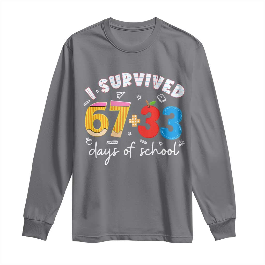 I Survived 67 33 Days Of School Long Sleeve Shirt Funny Six Seven Meme Boys Kids 100th Day