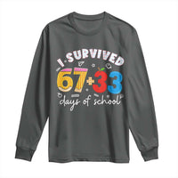 I Survived 67 33 Days Of School Long Sleeve Shirt Funny Six Seven Meme Boys Kids 100th Day