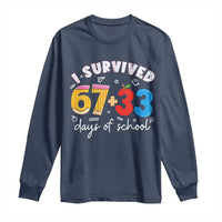 I Survived 67 33 Days Of School Long Sleeve Shirt Funny Six Seven Meme Boys Kids 100th Day