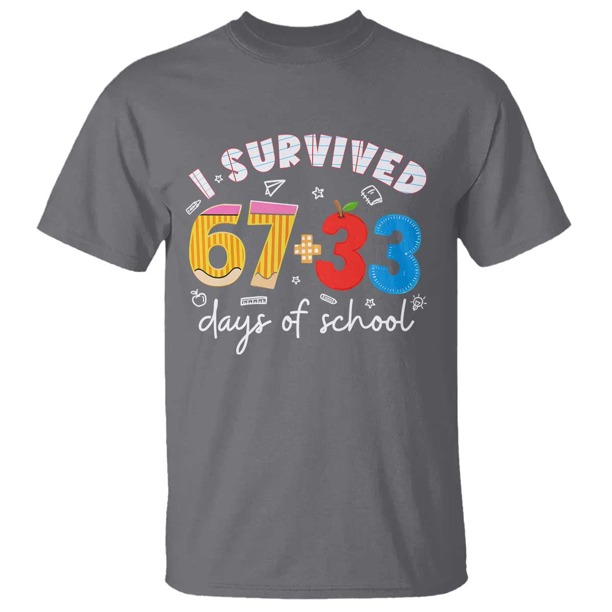 I Survived 67 33 Days Of School T Shirt Funny Six Seven Meme Boys Kids 100th Day