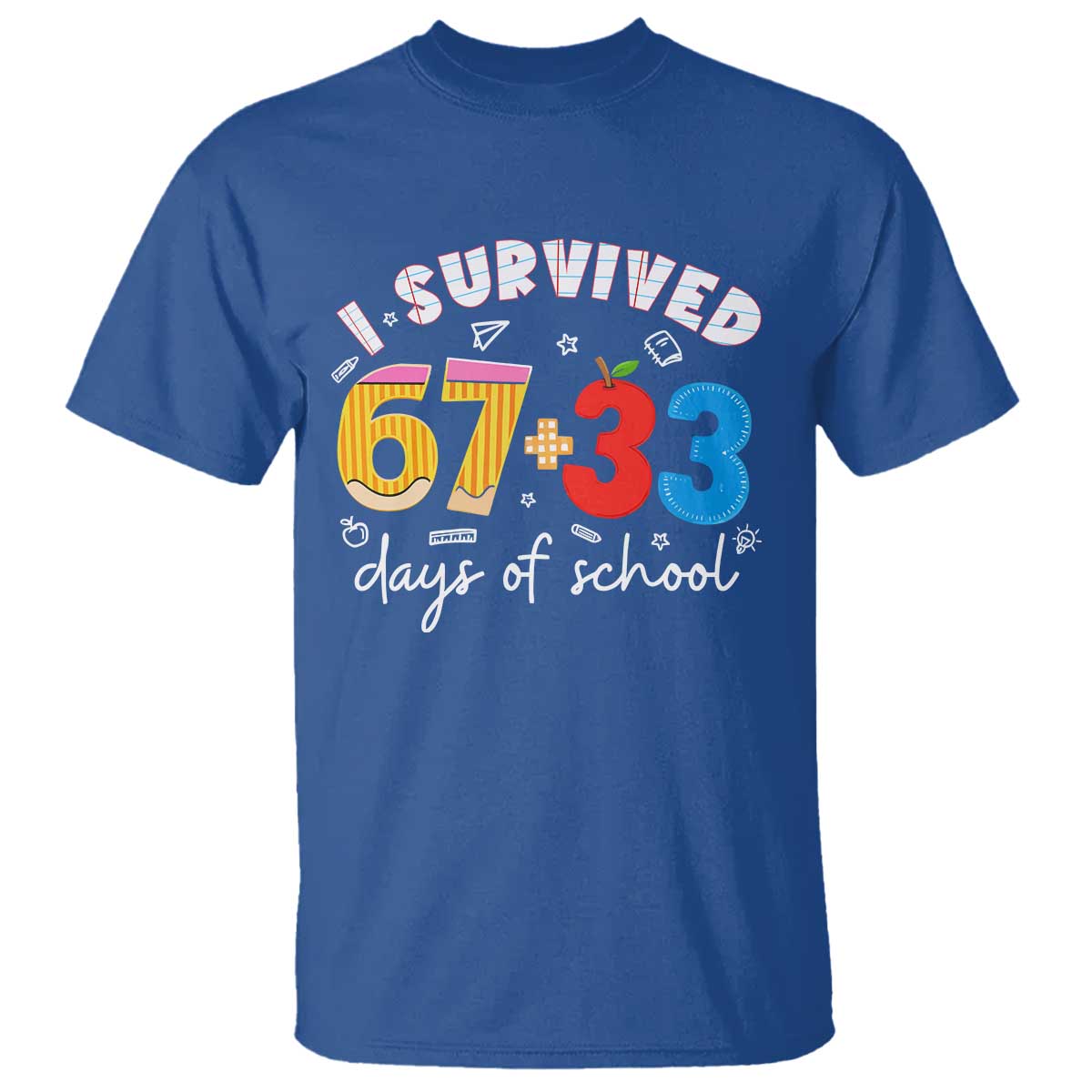 I Survived 67 33 Days Of School T Shirt Funny Six Seven Meme Boys Kids 100th Day