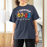 I Survived 67 33 Days Of School T Shirt For Women Funny Six Seven Meme Boys Kids 100th Day