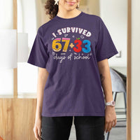 I Survived 67 33 Days Of School T Shirt For Women Funny Six Seven Meme Boys Kids 100th Day