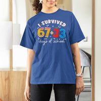 I Survived 67 33 Days Of School T Shirt For Women Funny Six Seven Meme Boys Kids 100th Day