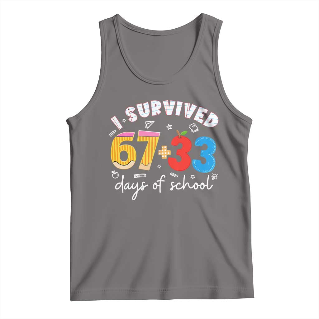 I Survived 67 33 Days Of School Tank Top Funny Six Seven Meme Boys Kids 100th Day