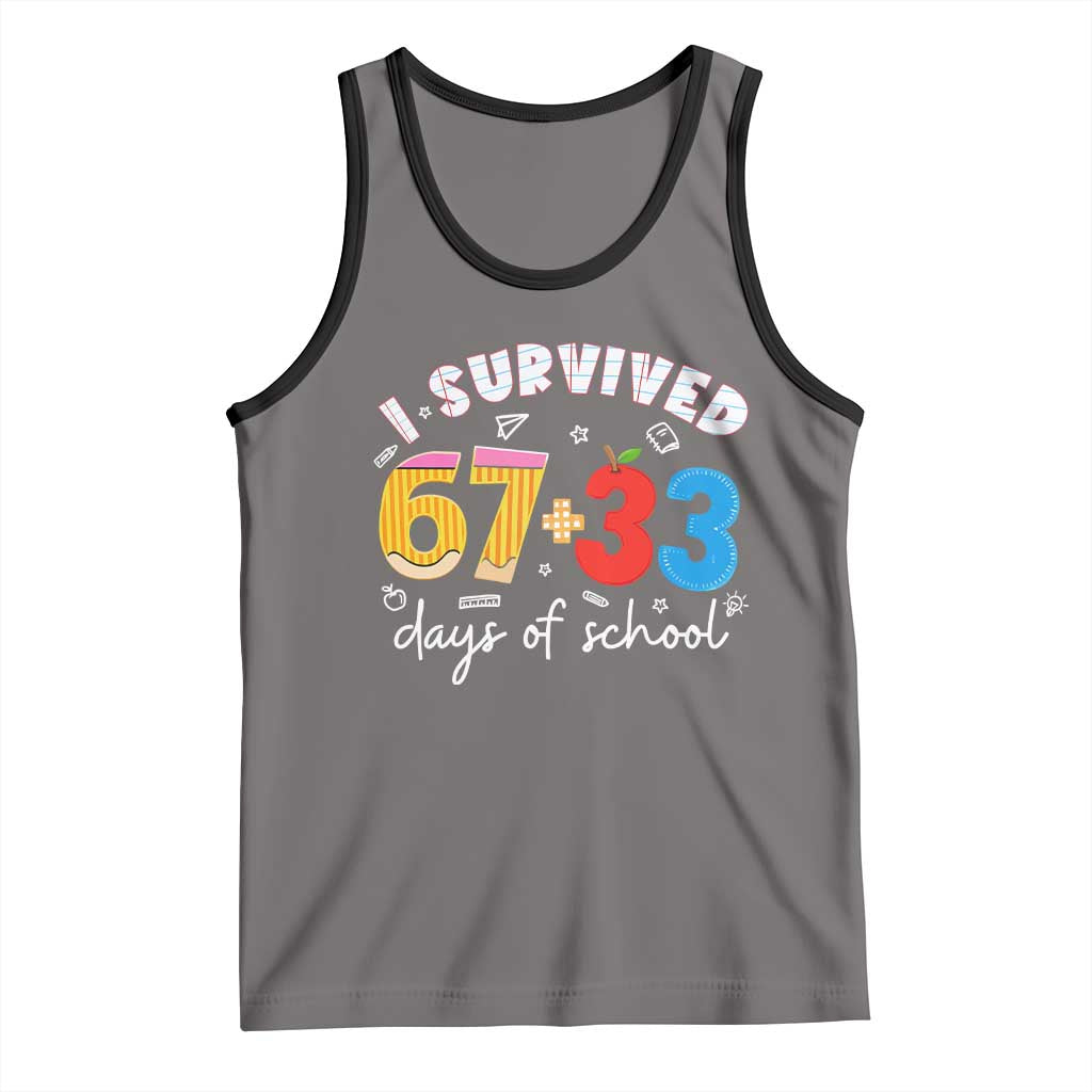 I Survived 67 33 Days Of School Tank Top Funny Six Seven Meme Boys Kids 100th Day