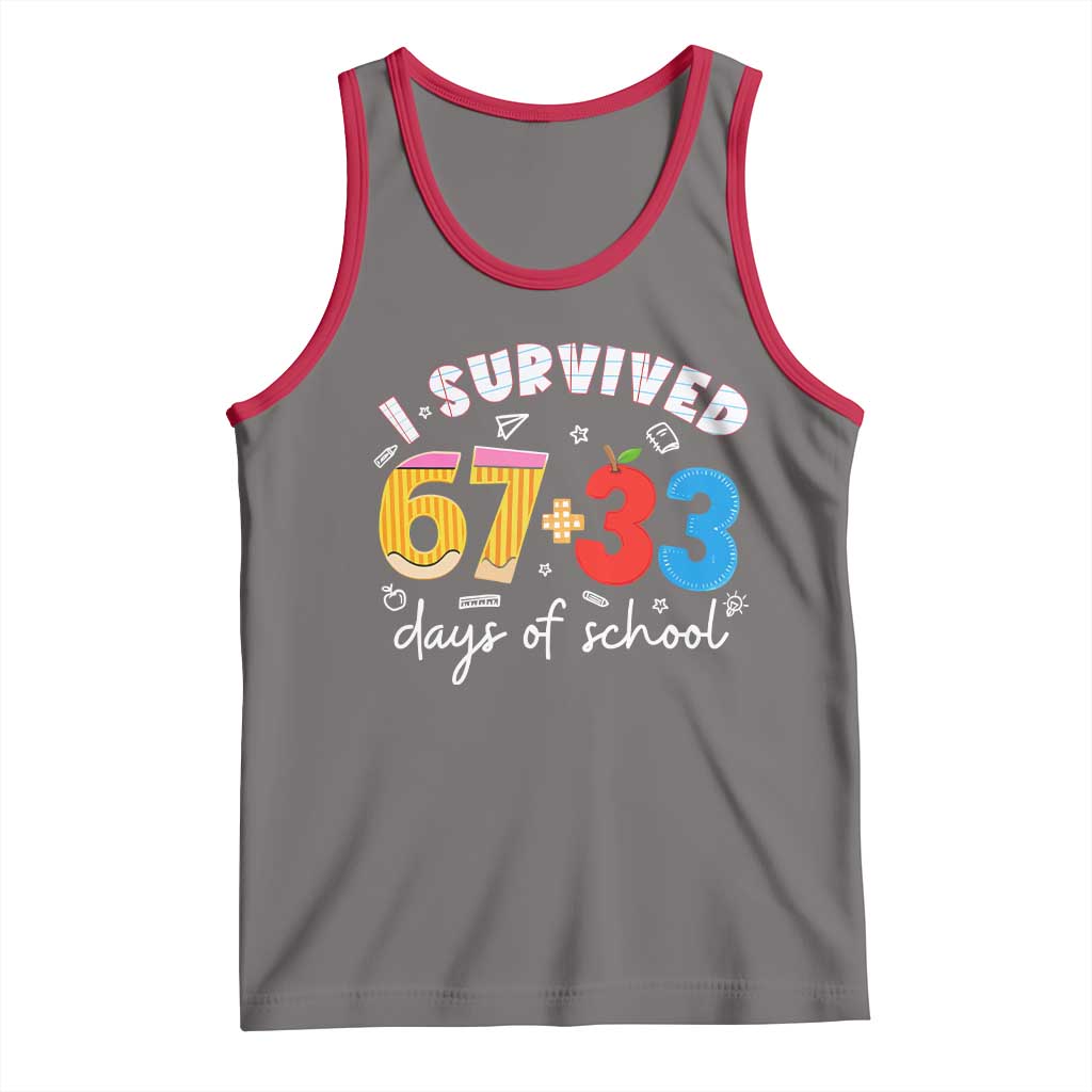 I Survived 67 33 Days Of School Tank Top Funny Six Seven Meme Boys Kids 100th Day