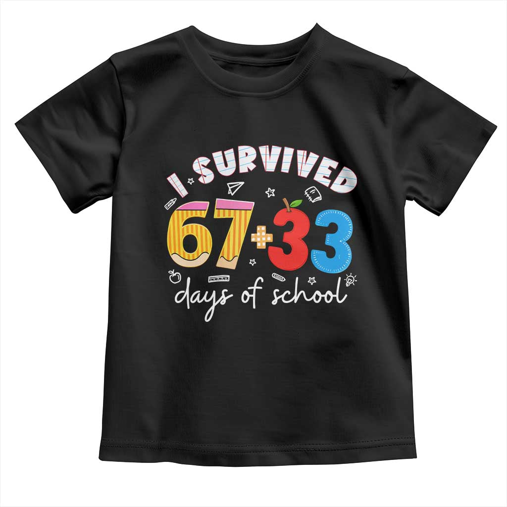 I Survived 67 33 Days Of School Toddler T Shirt Funny Six Seven Meme Boys Kids 100th Day