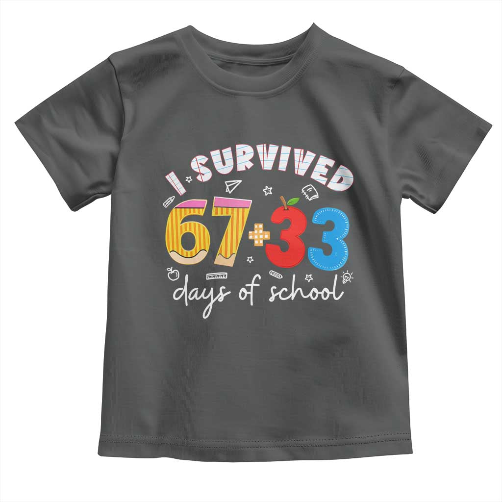 I Survived 67 33 Days Of School Toddler T Shirt Funny Six Seven Meme Boys Kids 100th Day