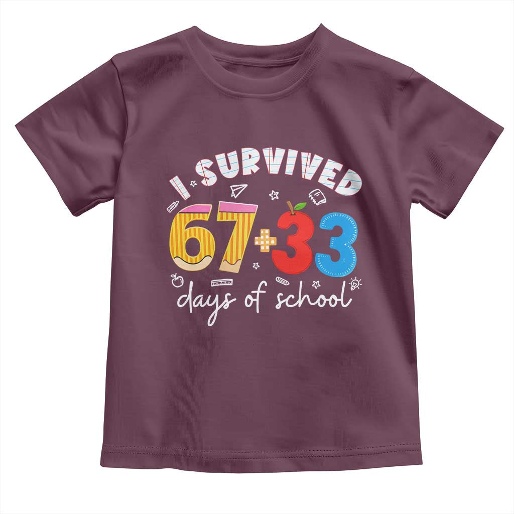 I Survived 67 33 Days Of School Toddler T Shirt Funny Six Seven Meme Boys Kids 100th Day