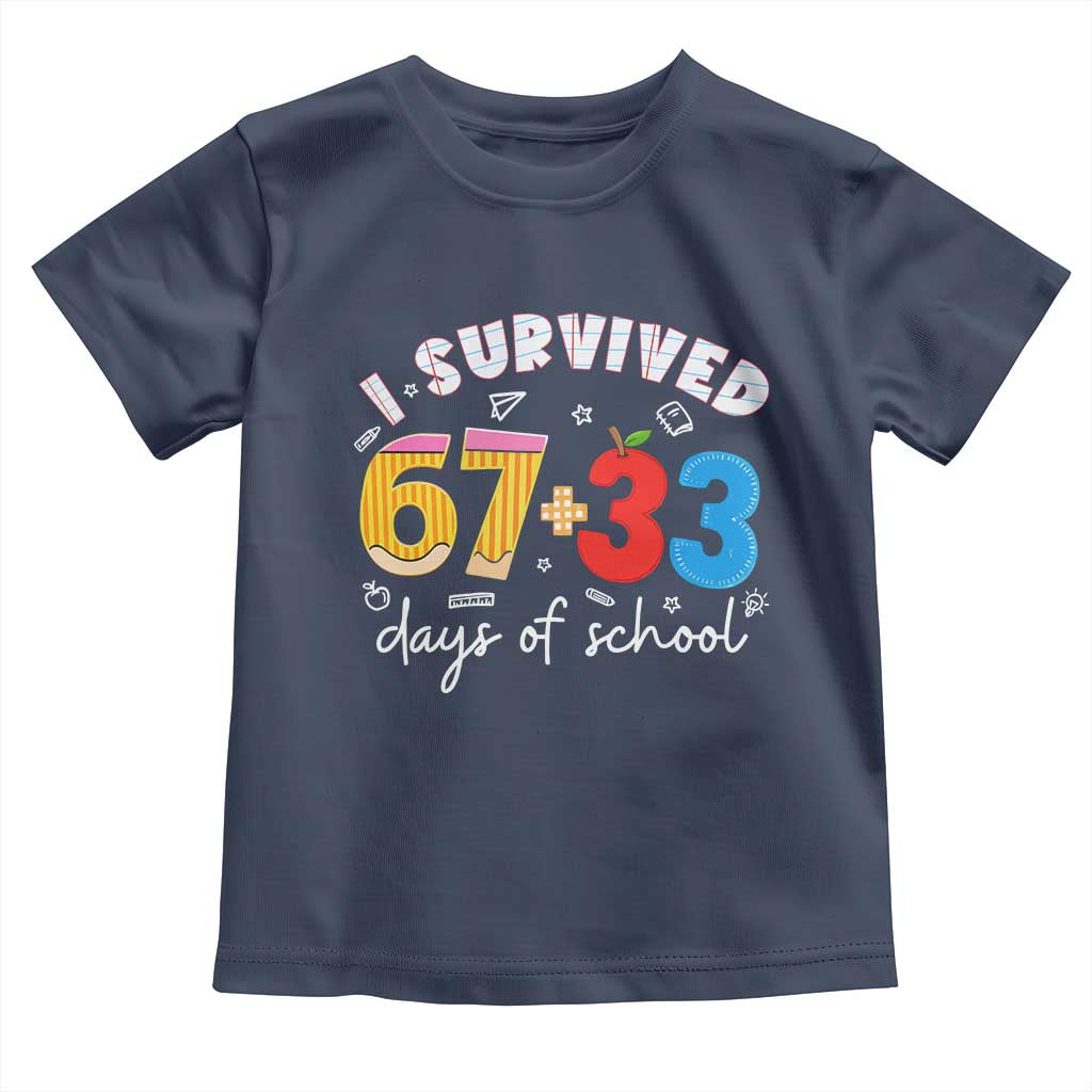 I Survived 67 33 Days Of School Toddler T Shirt Funny Six Seven Meme Boys Kids 100th Day