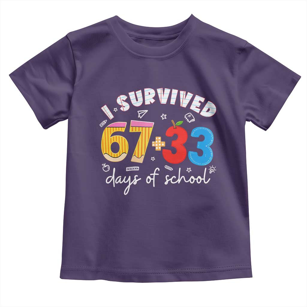 I Survived 67 33 Days Of School Toddler T Shirt Funny Six Seven Meme Boys Kids 100th Day