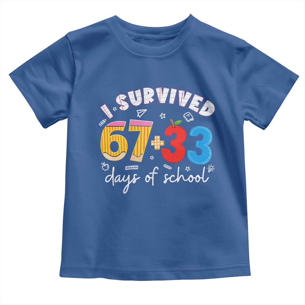 I Survived 67 33 Days Of School Toddler T Shirt Funny Six Seven Meme Boys Kids 100th Day